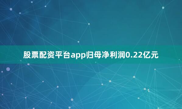 股票配资平台app归母净利润0.22亿元